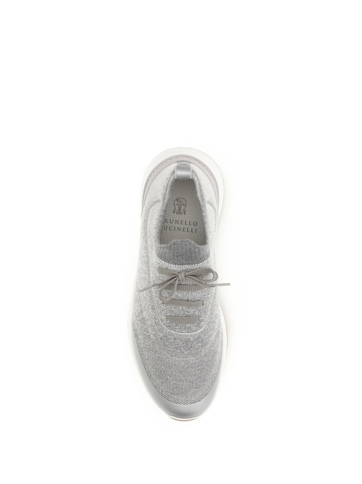 Brunello Cucinelli Techno cotton knit Sneakers runners - Coke+Latte+Silver+Bianco/Ambra/Grey