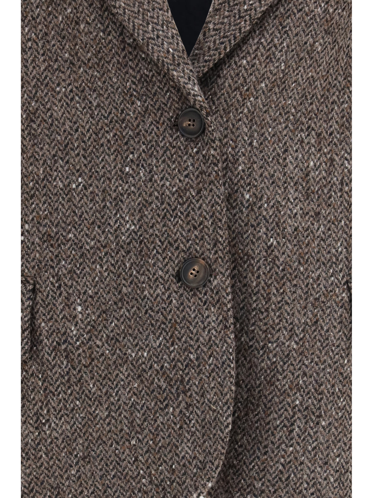 Brunello Cucinelli Single-breasted virgin wool blend Jacket - Brown/Black