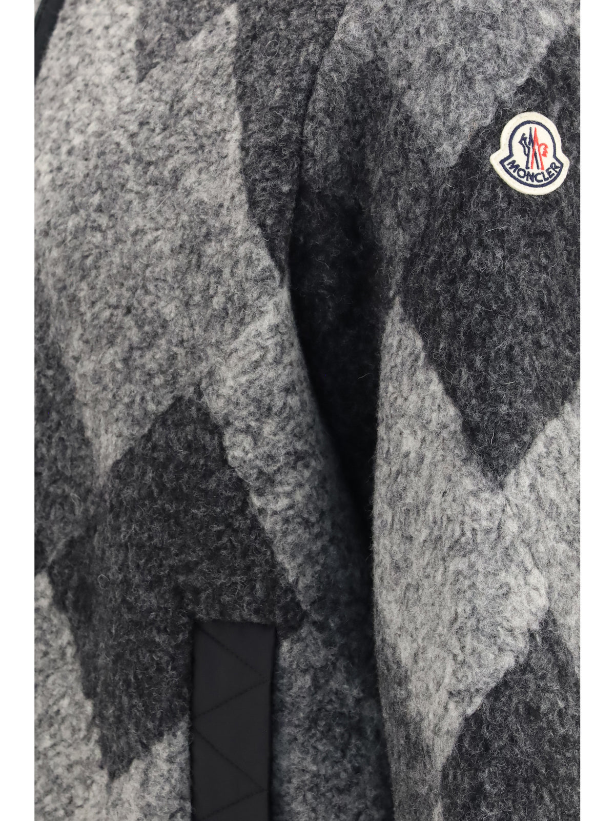 Moncler Wool blend zip Cardigan with diamond pattern - Black