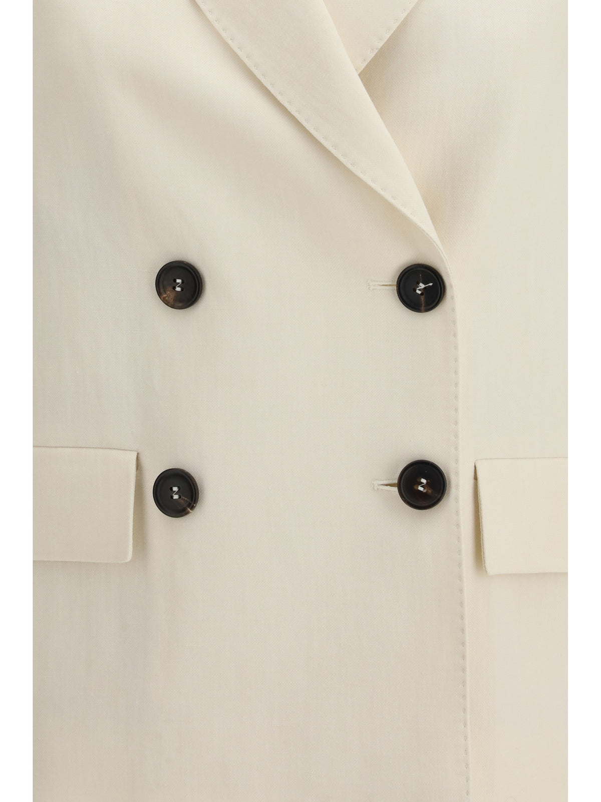 Brunello Cucinelli Fluid twill Jacket in viscose and linen with monile - Cream