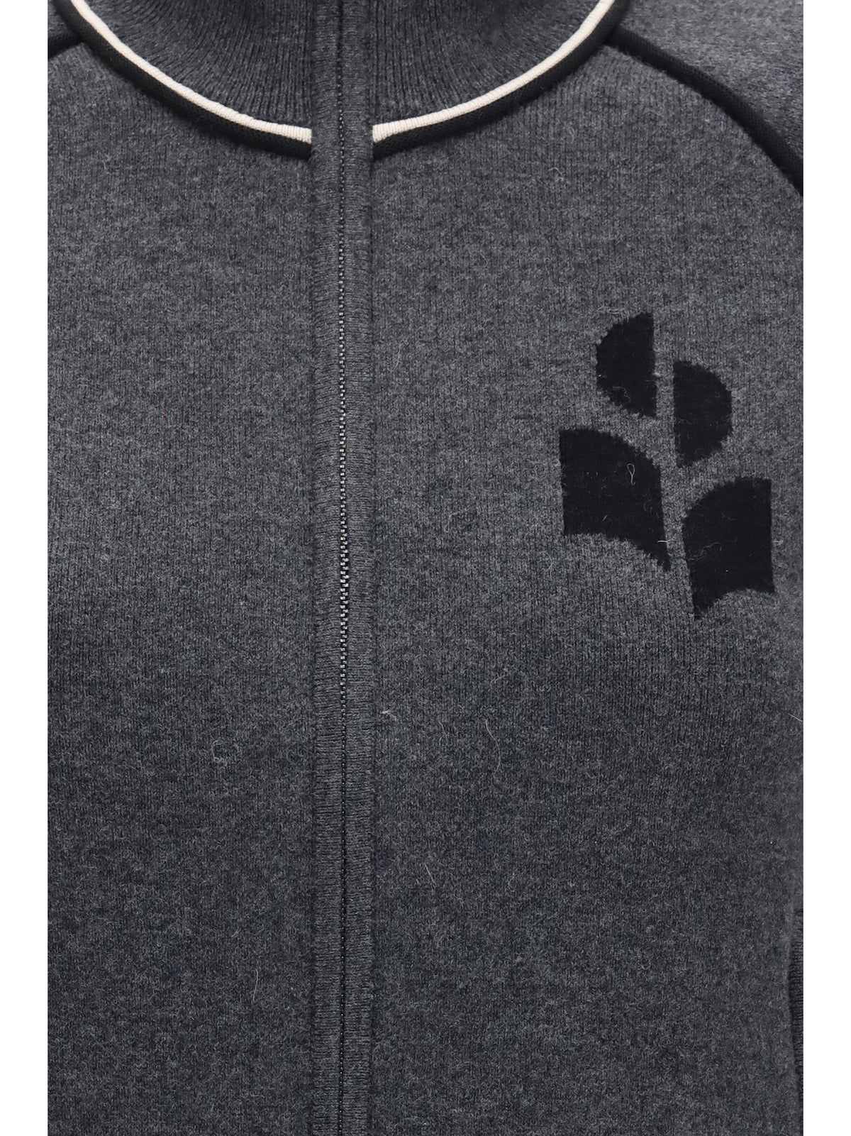 Marant Étoile Lanya logo and zip Cardigan - Anthracite/Black