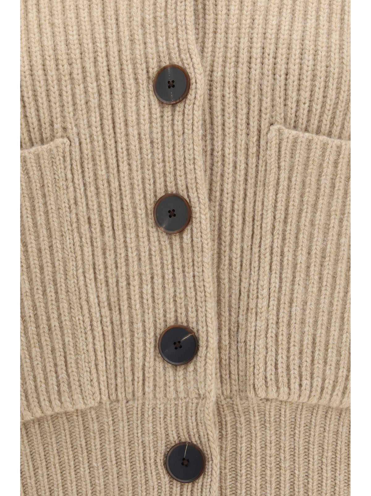 Tory Burch Ribbed wool cropped Cardigan - Golden Brown Melange