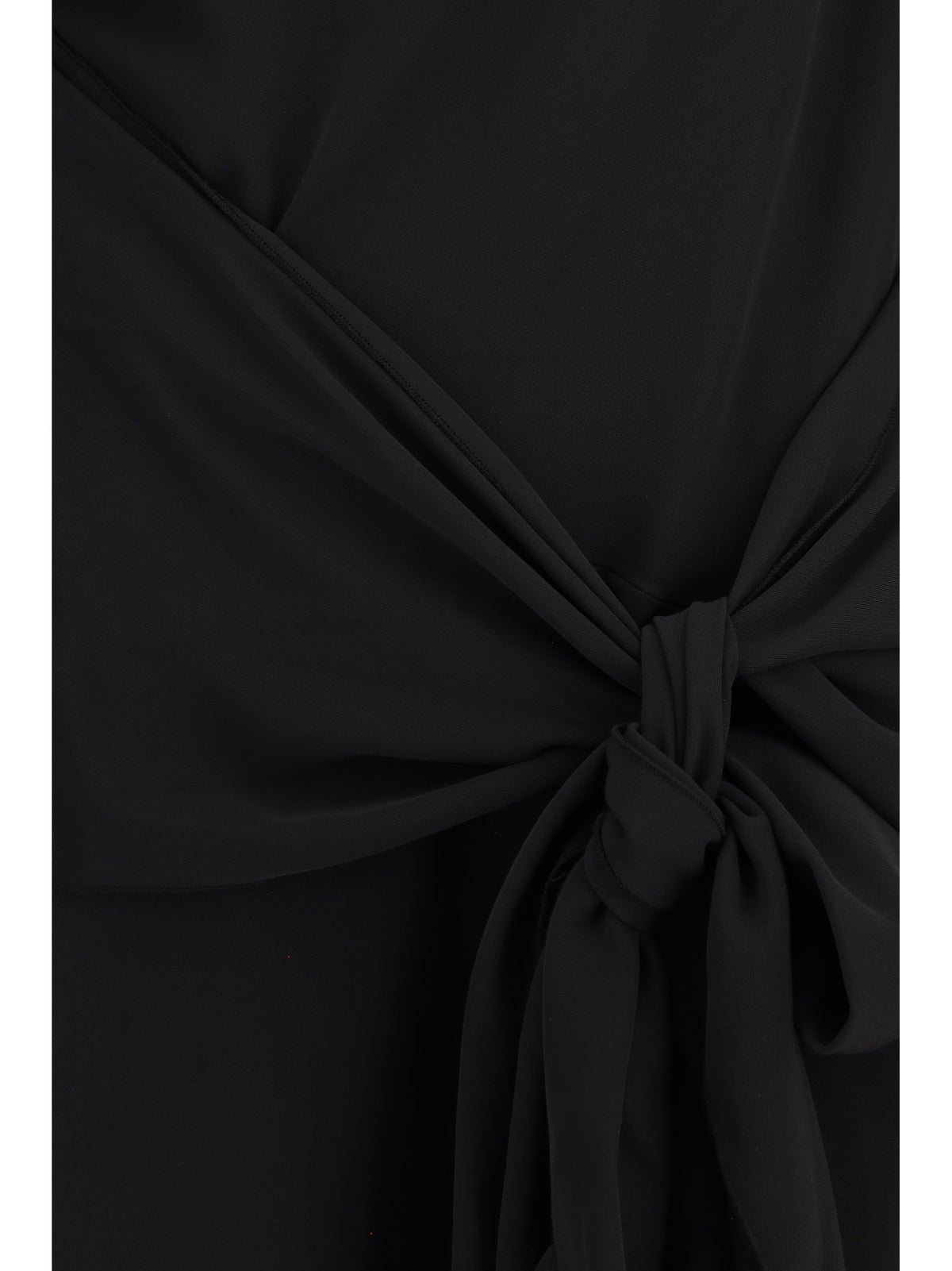 Ganni Draped-knot crepe mini Dress - Black