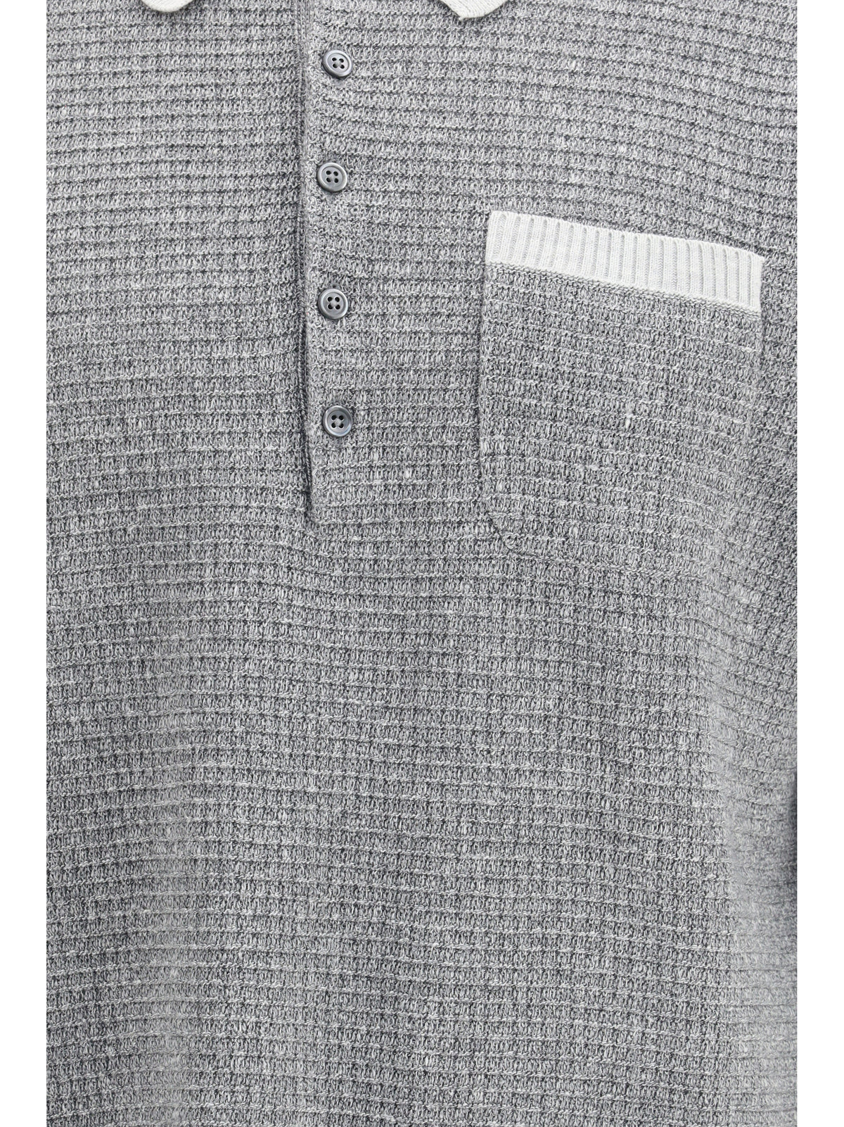 Thom Browne Knitted polo Shirt - Lt Grey