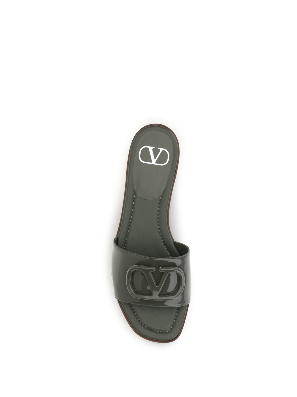 Valentino Garavani VLogo patent leather Slide Sandals - Oasis