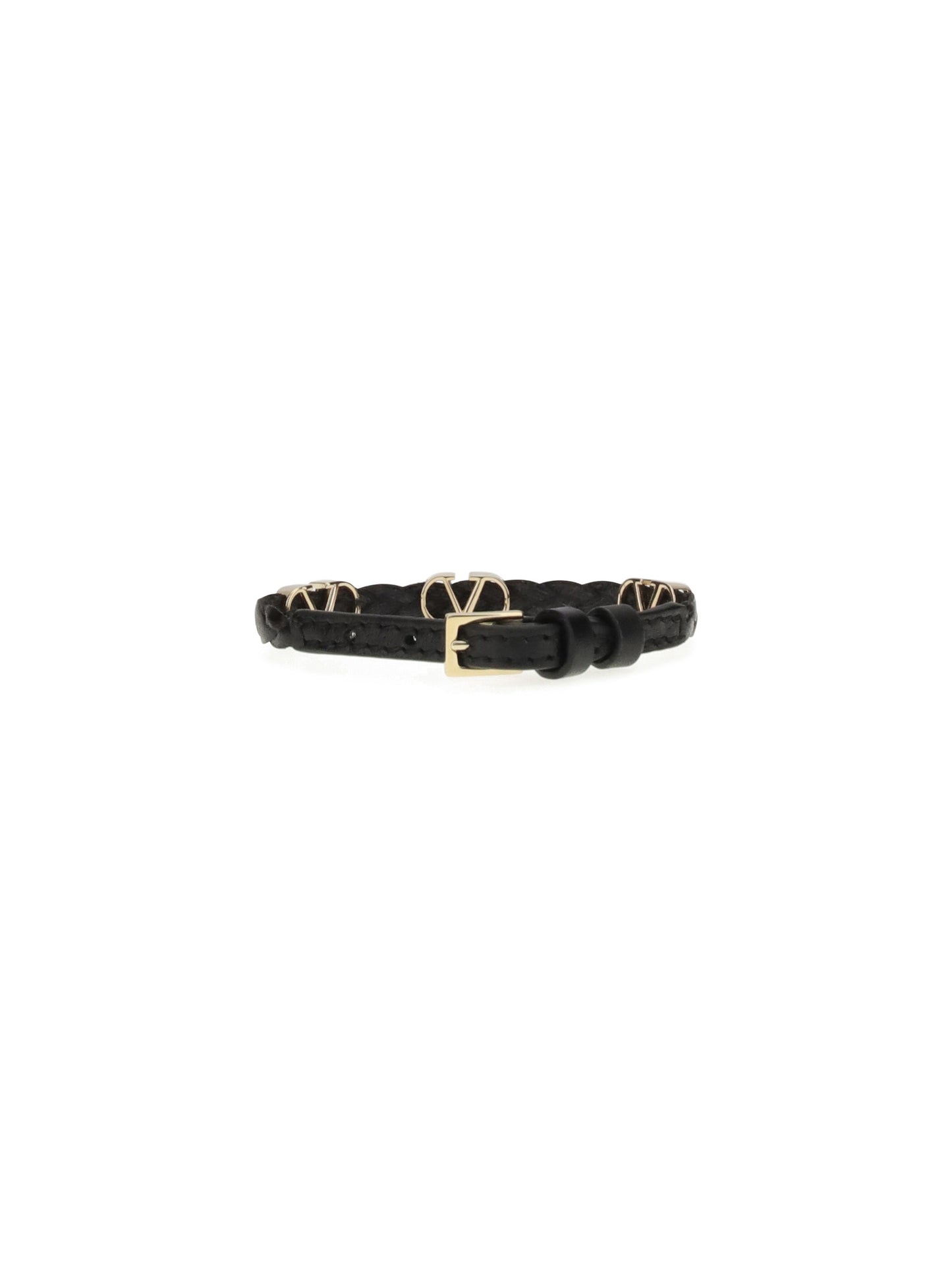 Valentino Garavani VLogo Signature braided leather Bracelet - Black