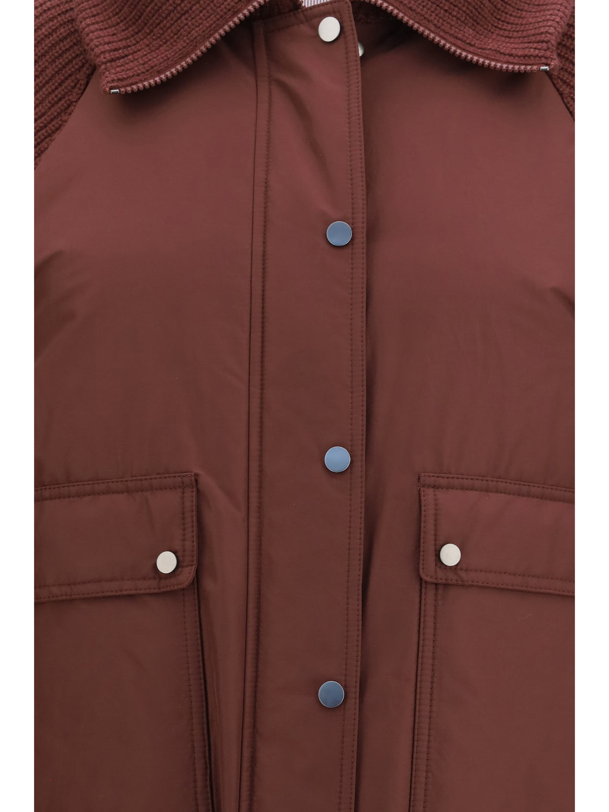 Brunello Cucinelli Down Jacket with wool sleeves - Prugna