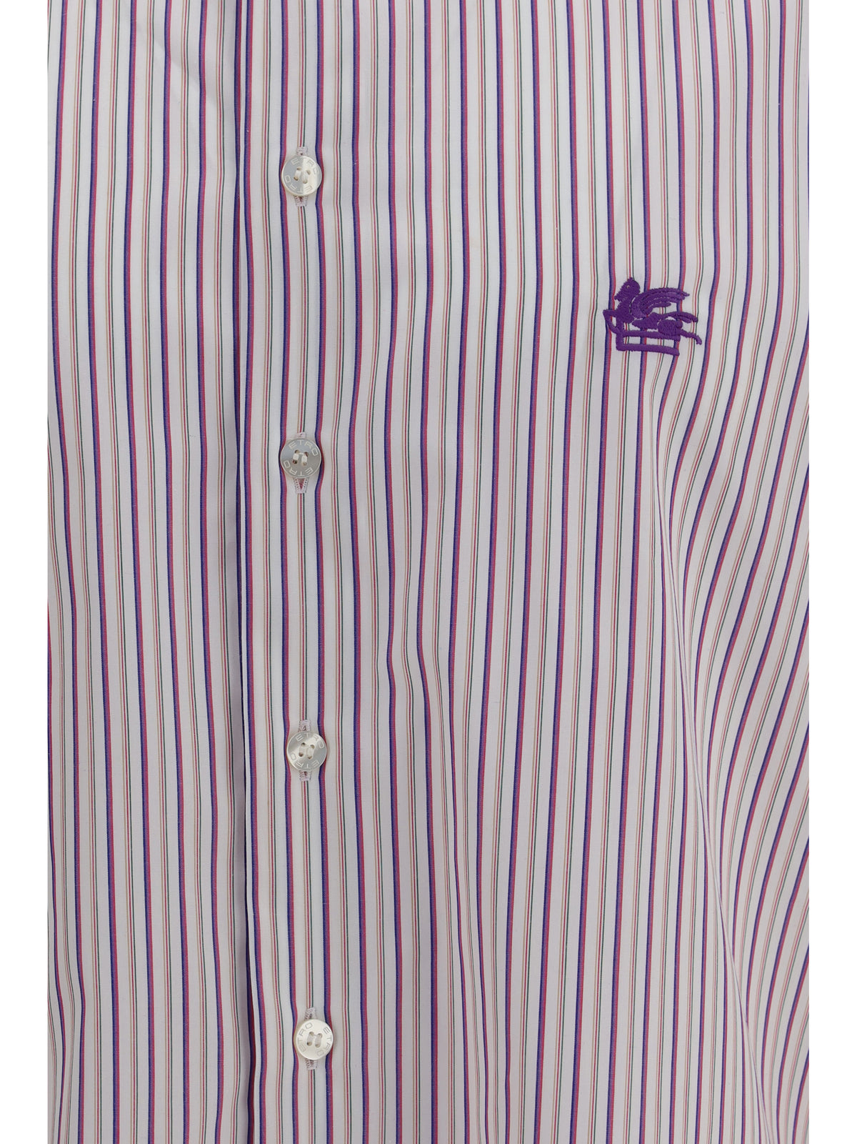Etro Roma striped cotton Shirt with Pegaso logo - Var. Multicolor F.Do Pink
