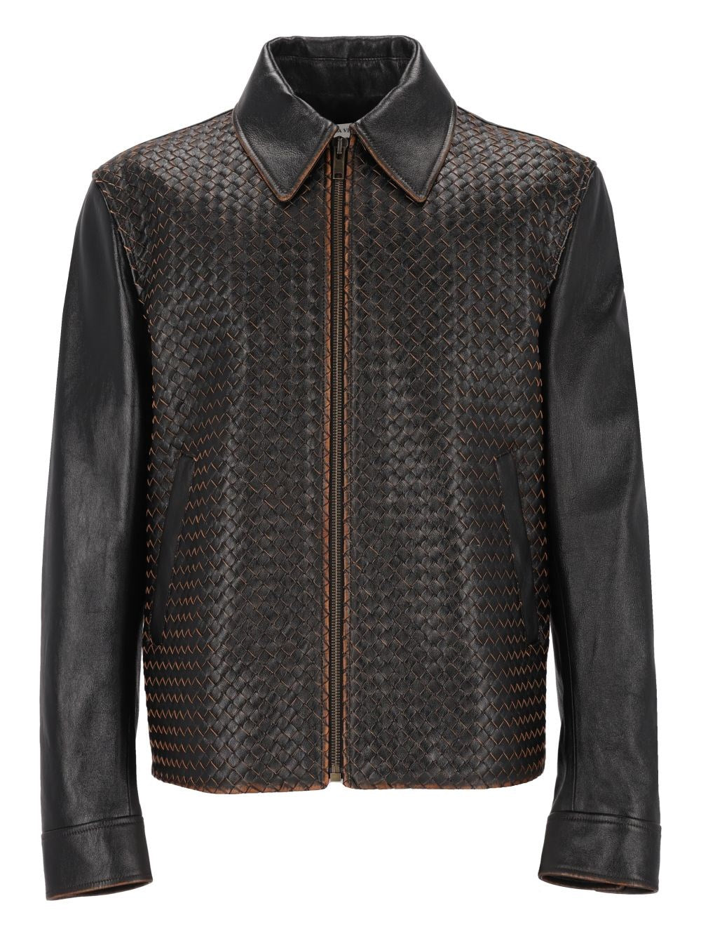 Bottega Veneta Woven Leather Jacket - Black