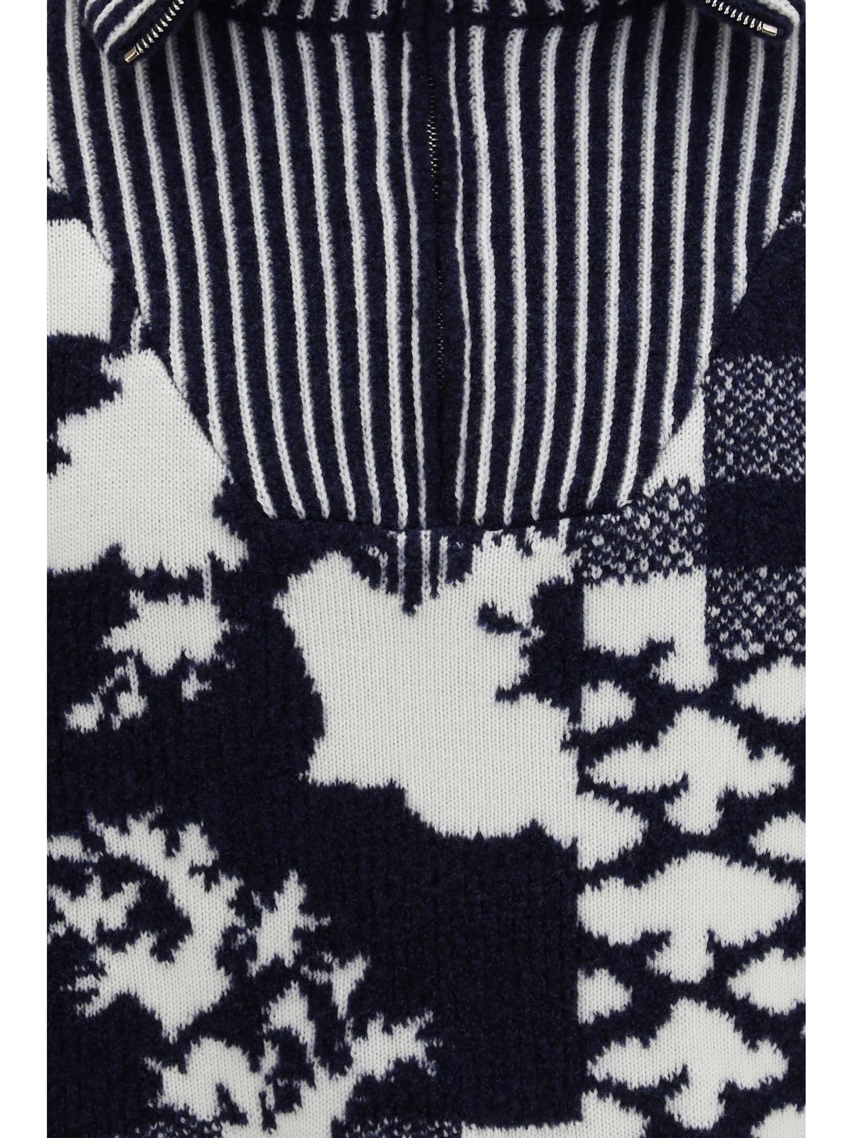 Loewe Wool zip Sweater - Navy/White