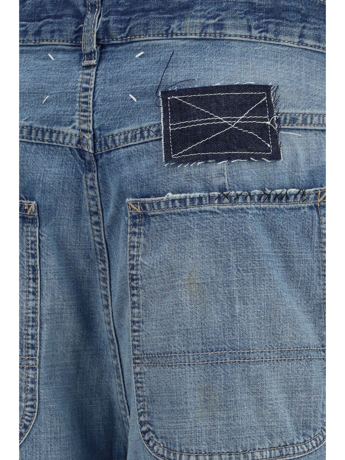 Maison Margiela Patchwork-detail wide leg Jeans - Medium Blue Vintage