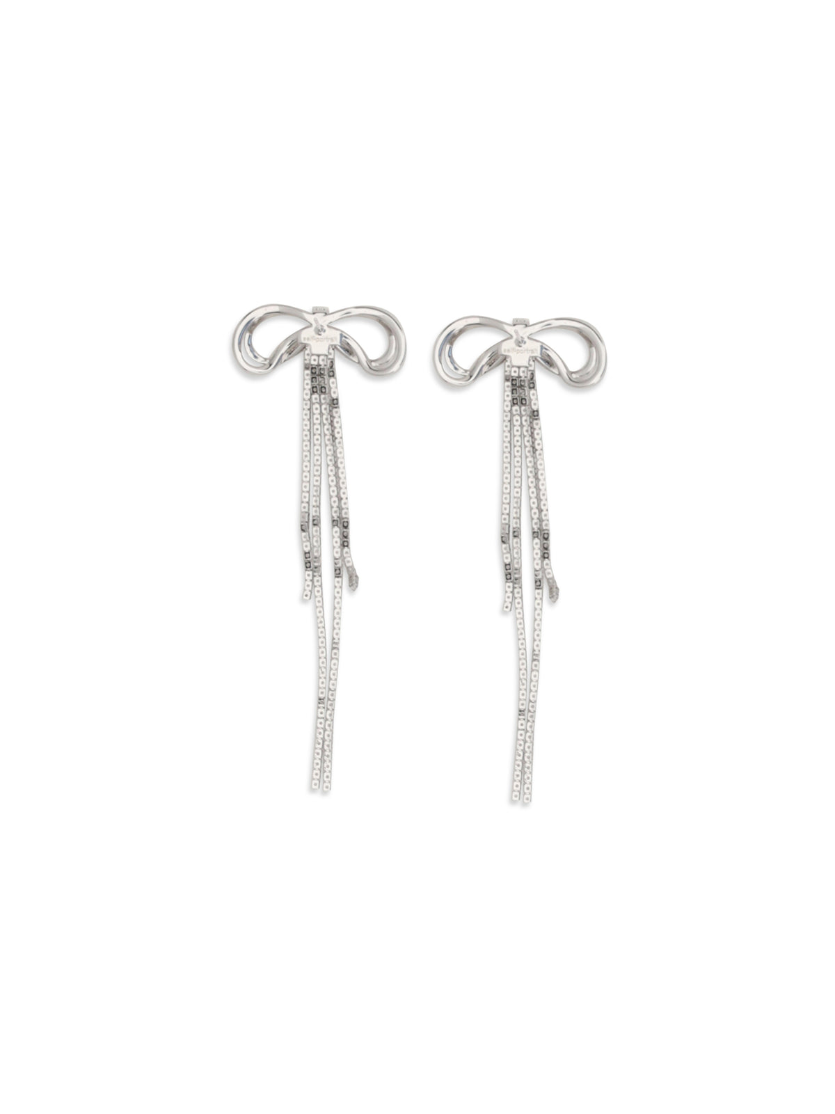 Self-Portrait Double crystal bow Earrings - Silver