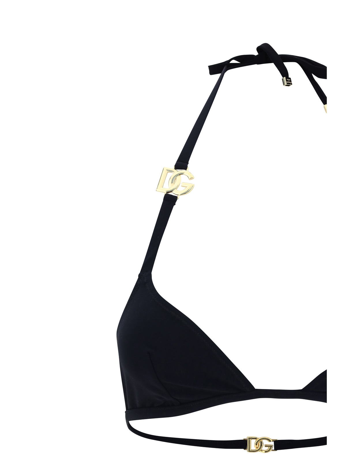 Dolce & Gabbana Triangle Bikini with gold plaque - Black