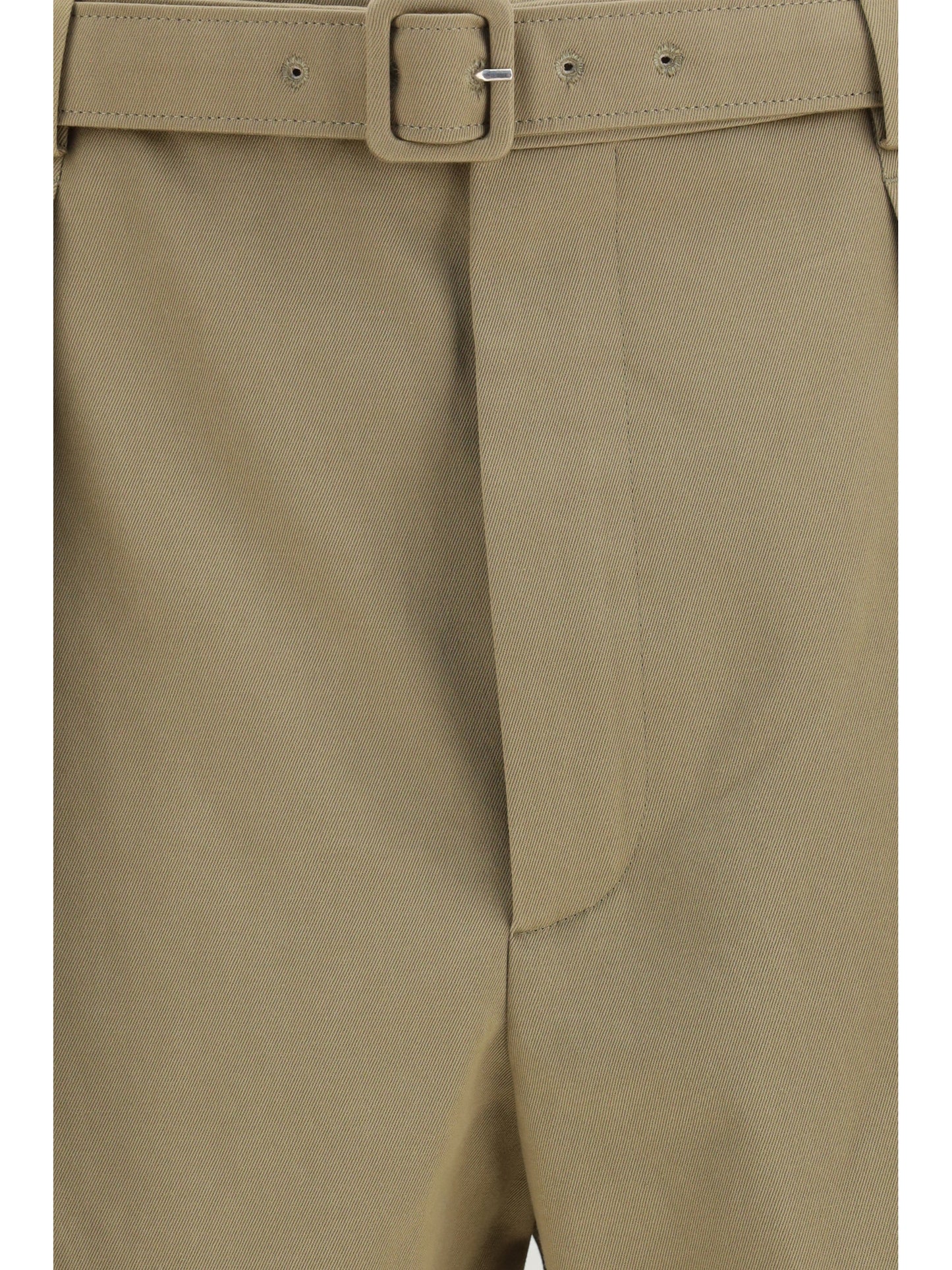 Saint Laurent Pleated belt Shorts - Teak
