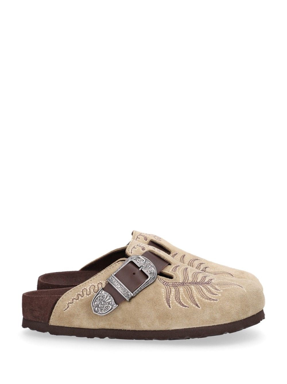 Etro Boston Sabot In Embroidered Suede Birkenstock By Etro - Beige