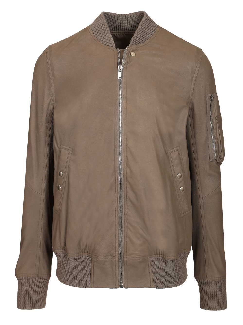 Rick Owens Aviator Leather Jacket - Beige