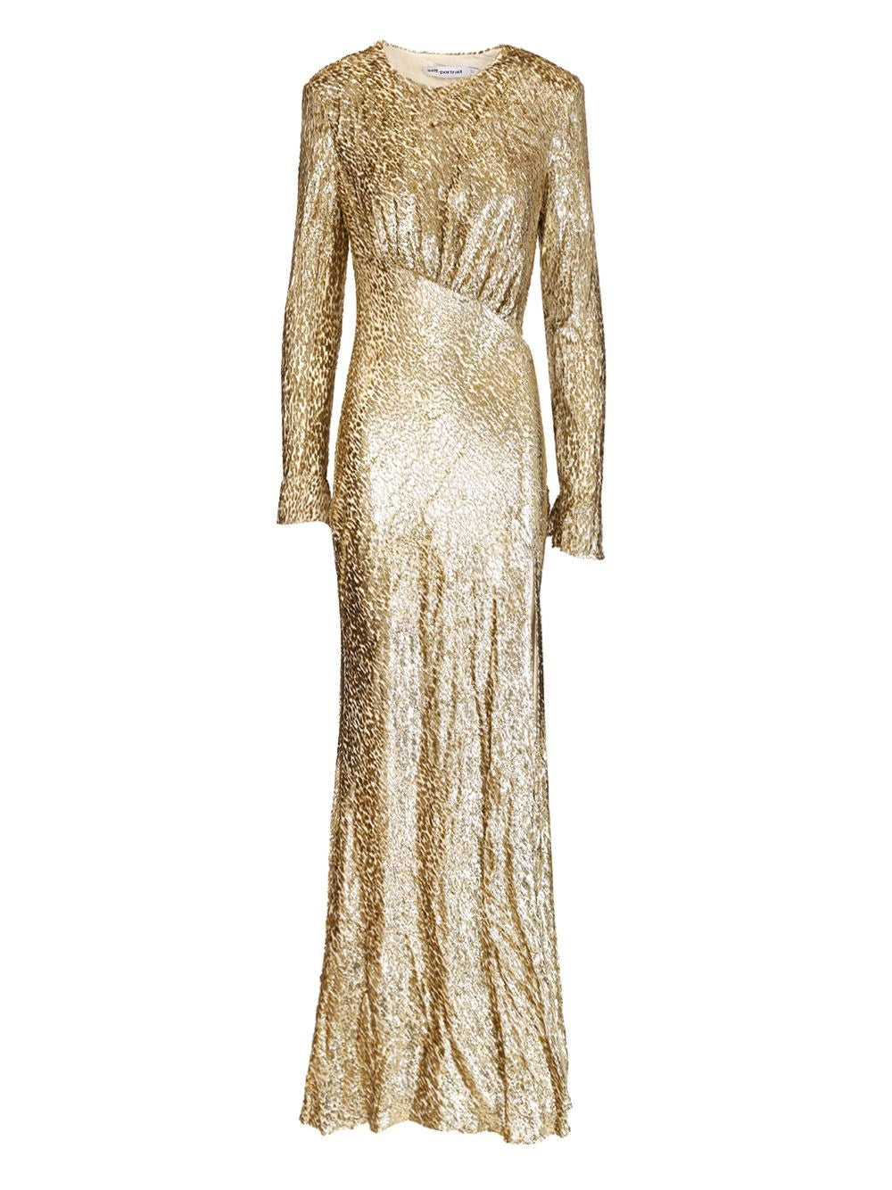 Self-Portrait Long Dress In Golden Thread