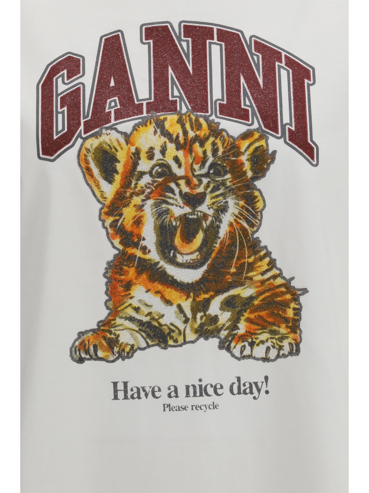 Ganni Beaded Tiger T-shirt - Bright White