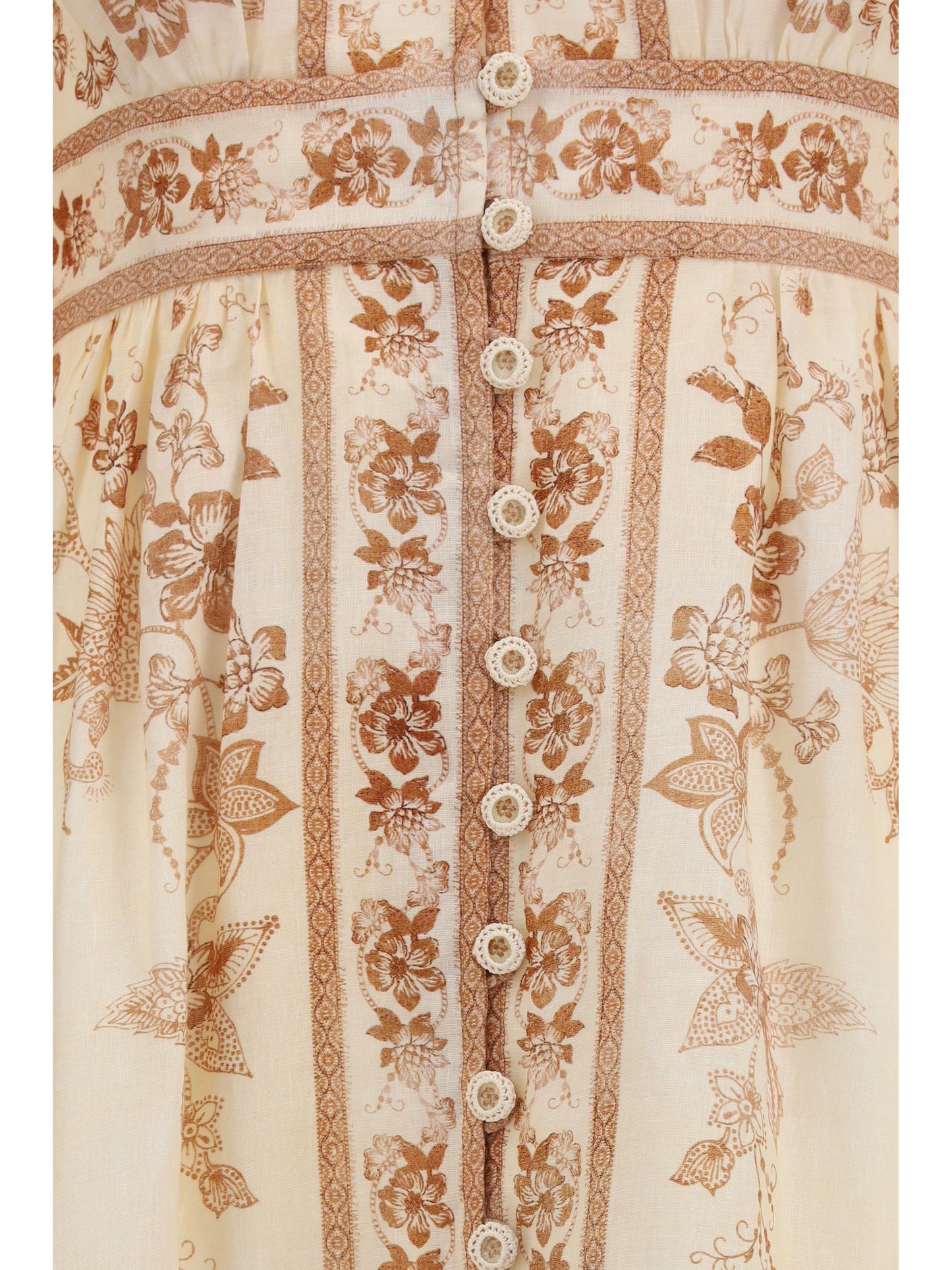 Zimmermann Indra Plunge floral Dress - Cream Tan Floral