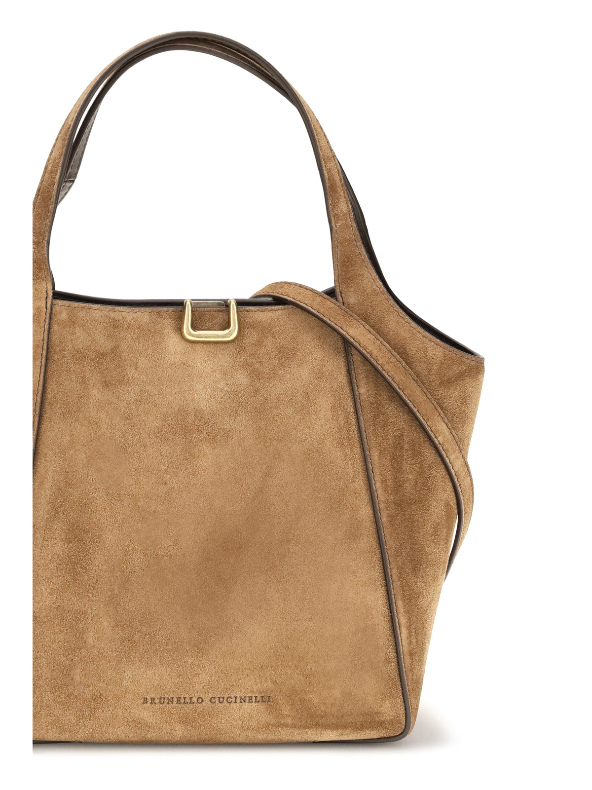 Brunello Cucinelli Small sartorial suede Bucket Bag - Caramello
