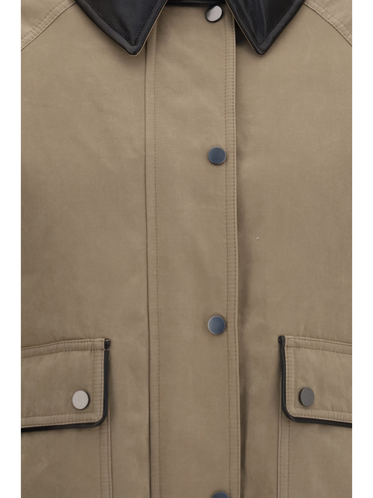 Brunello Cucinelli Padded down Jacket with leather collar - Fungo