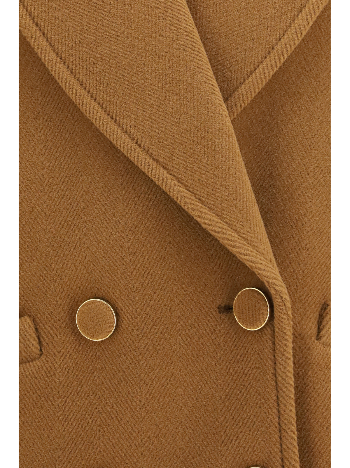 Chloé Double-breasted herringbone wool short Coat - Dusty Camel