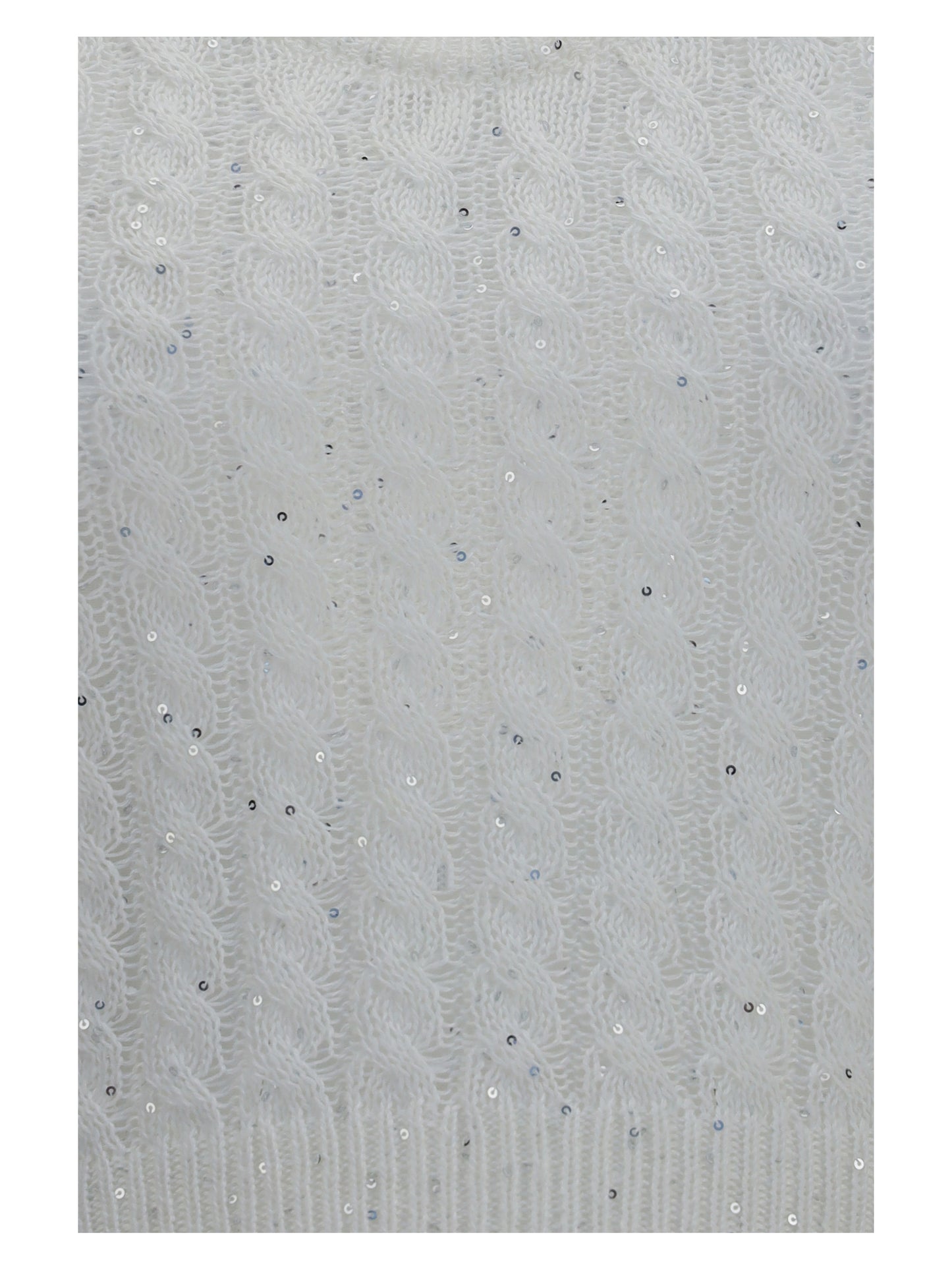 BRUNELLO CUCINELLI White linen knit Tank Top with sequins