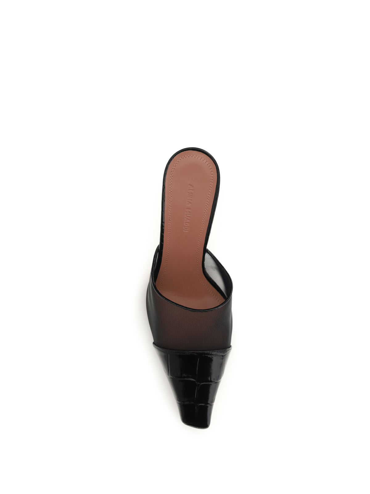 Amina Muaddi Jamie Mesh Mules - Black+Black