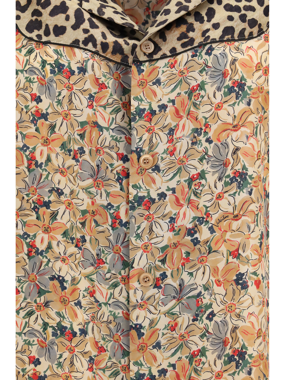 Valentino Short-sleeve floral and leopard print Shirt - Multicolor