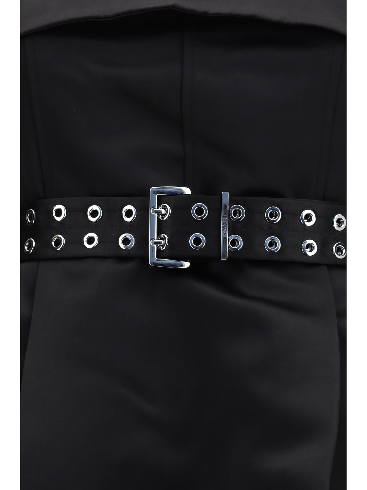 Ganni Short satin Dress with a full skirt - Black