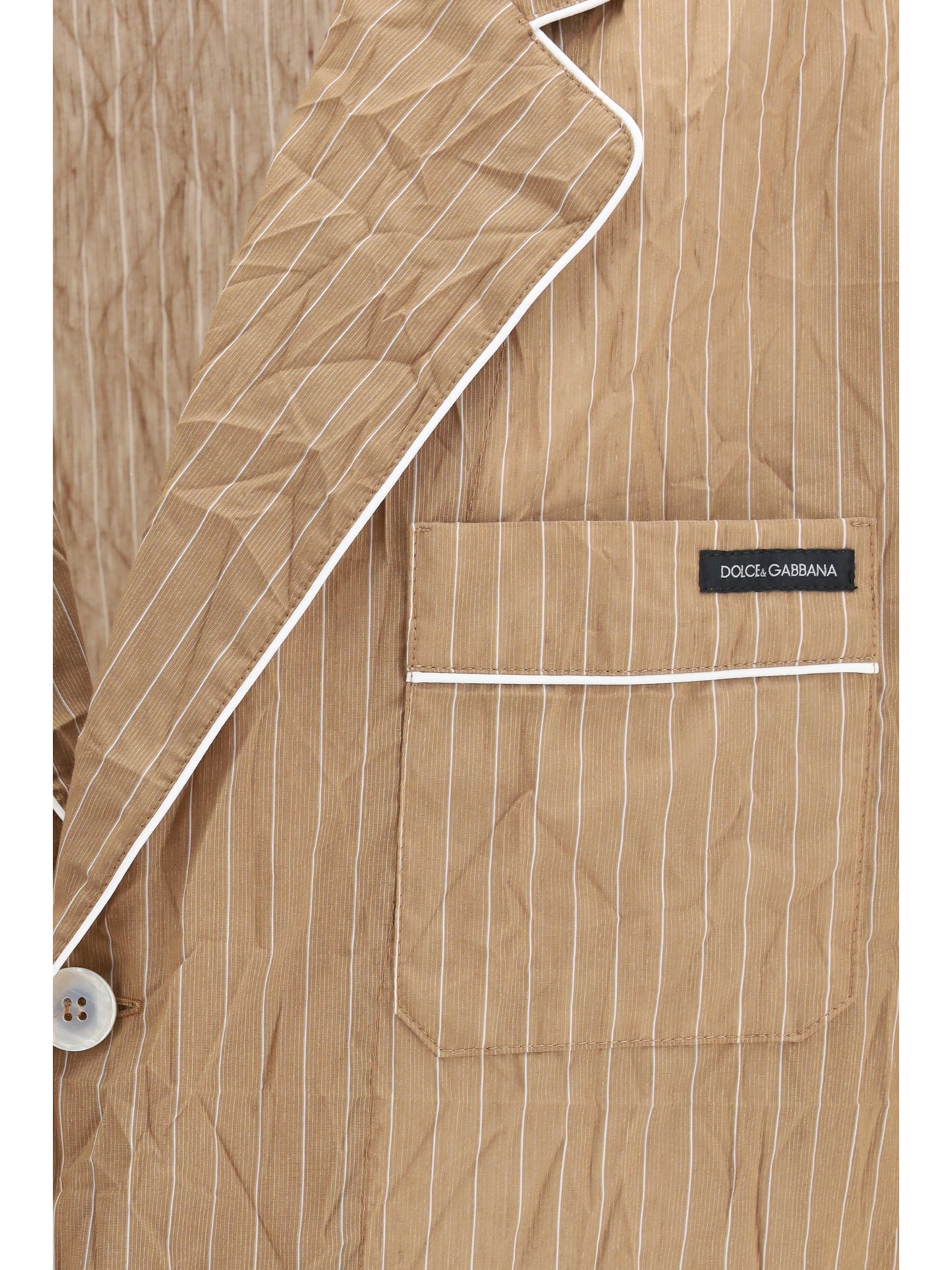 Dolce & Gabbana Vanity Shirt-style robe in froissé striped fabric - Rigato