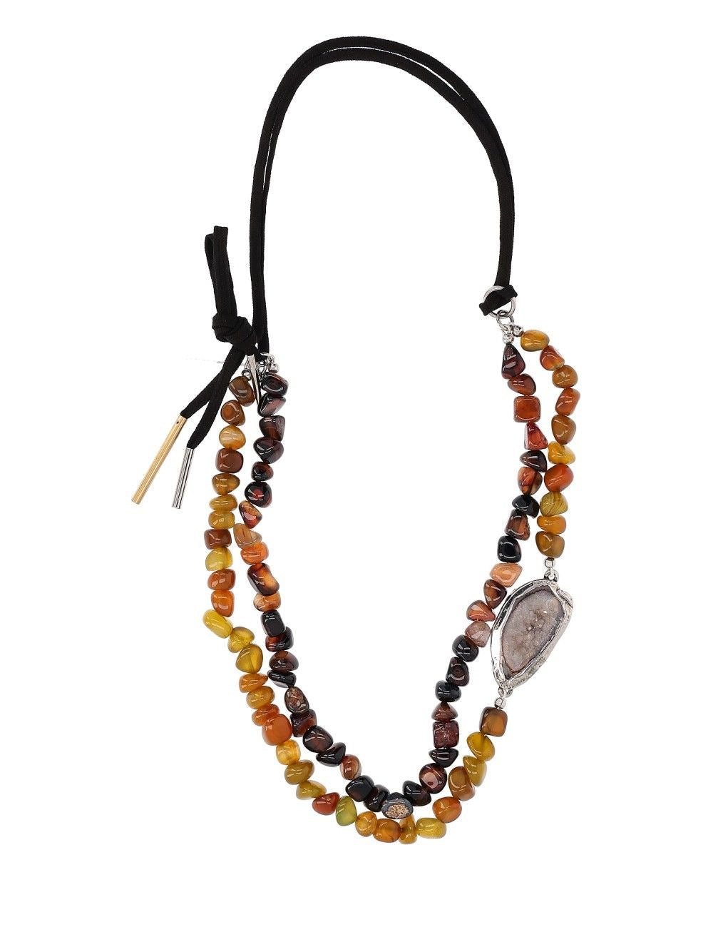 Dries Van Noten Necklace With Multiple Stones In Silver - Green