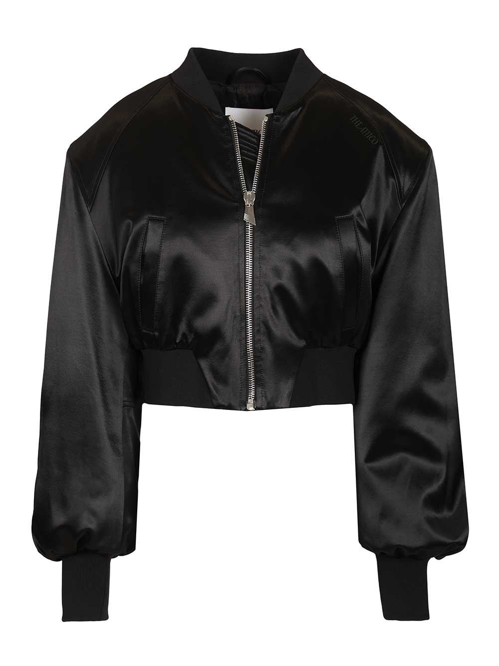 The Attico Satin Bomber - Black