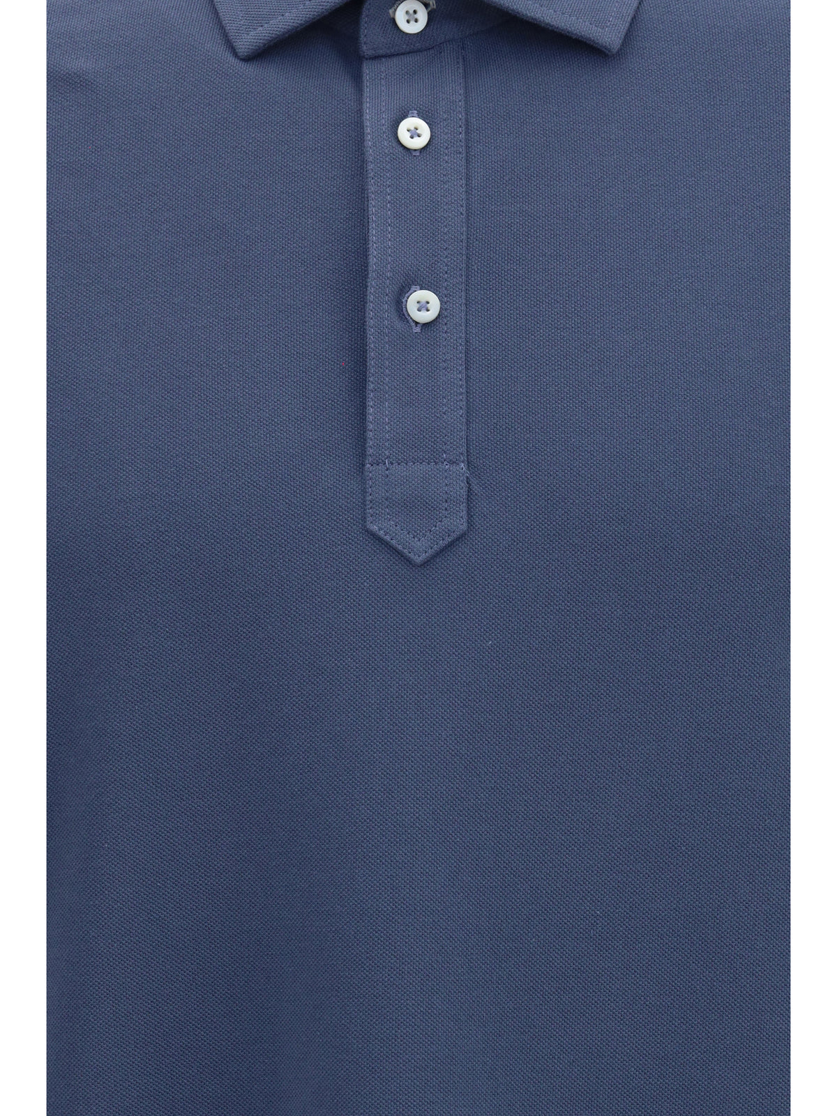 Brunello Cucinelli Short-sleeve cotton Polo Shirt - Denim+Perla