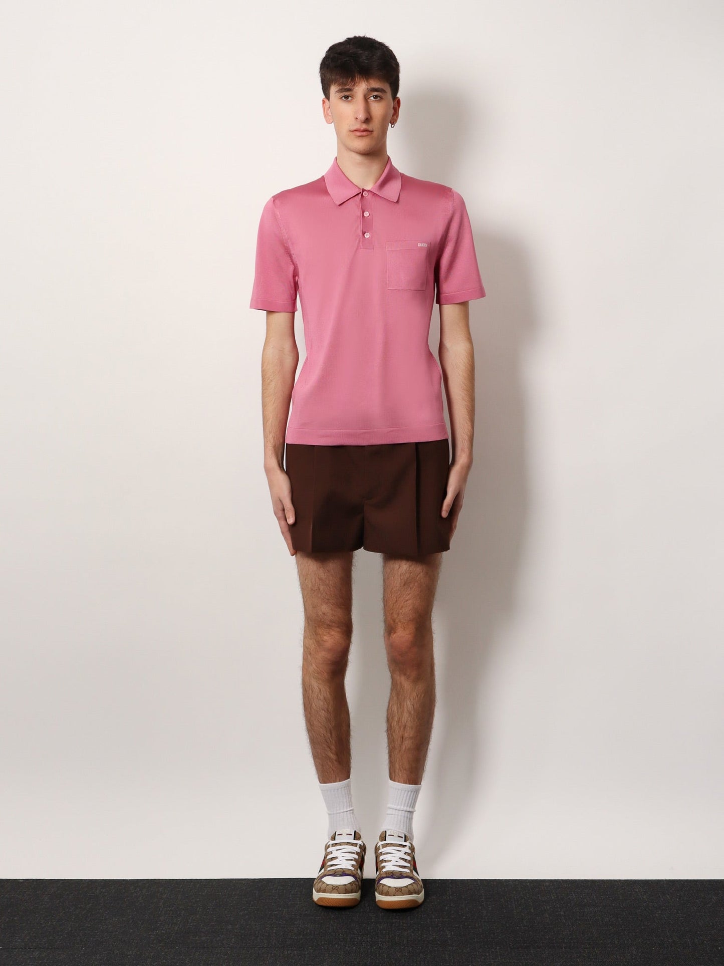 Gucci Silk Polo Shirt With Lateral Intarsia
