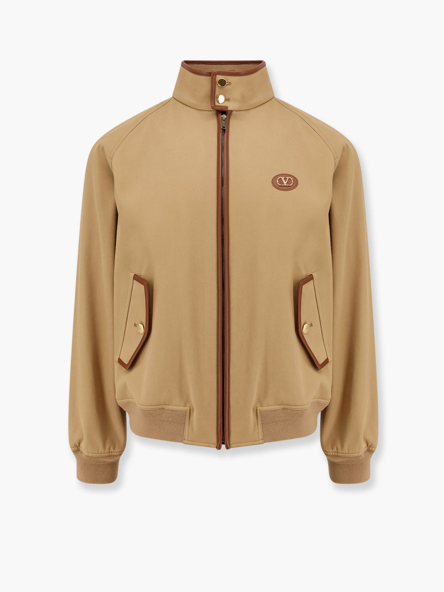 Valentino Cotton Jacket With Leather Profiles