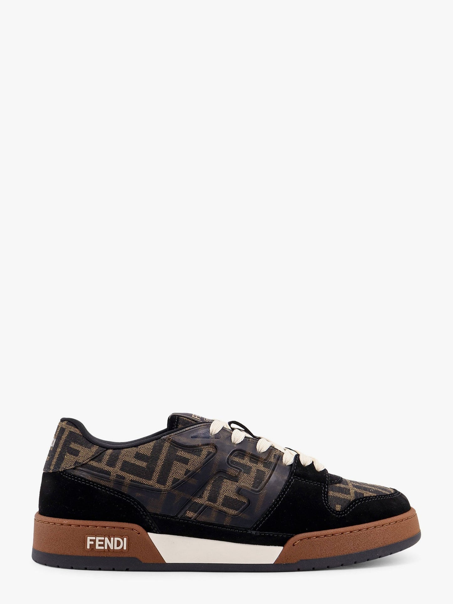 Fendi Fendi Match Low Top Ff Jacquard Fabric And Suede Sneakers