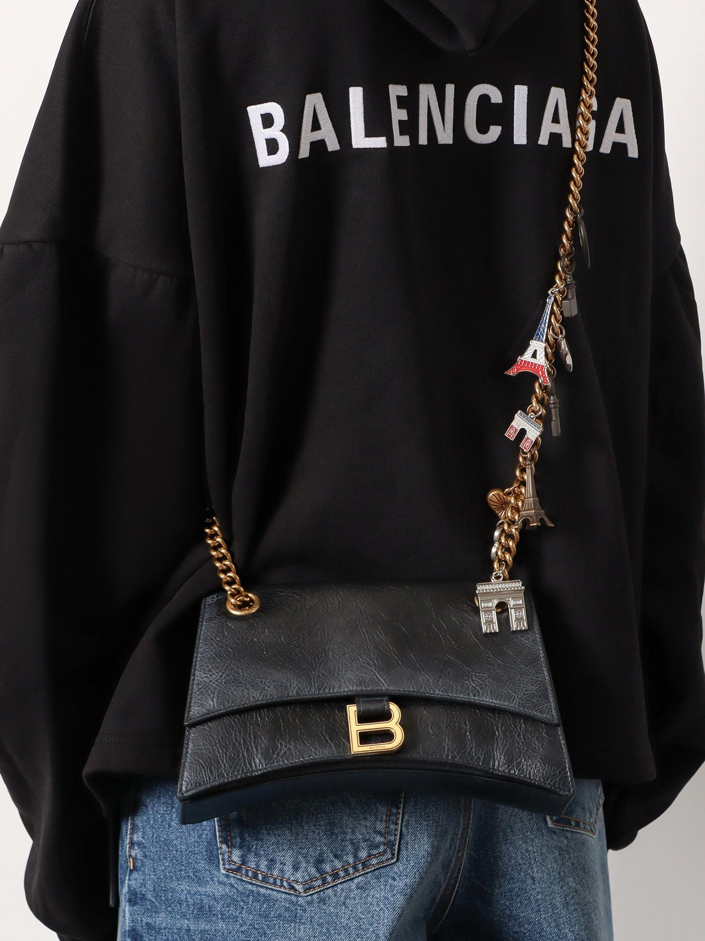 Balenciaga Leather Shoulder Bag With Dirty Effect And Iconic Metal Logo