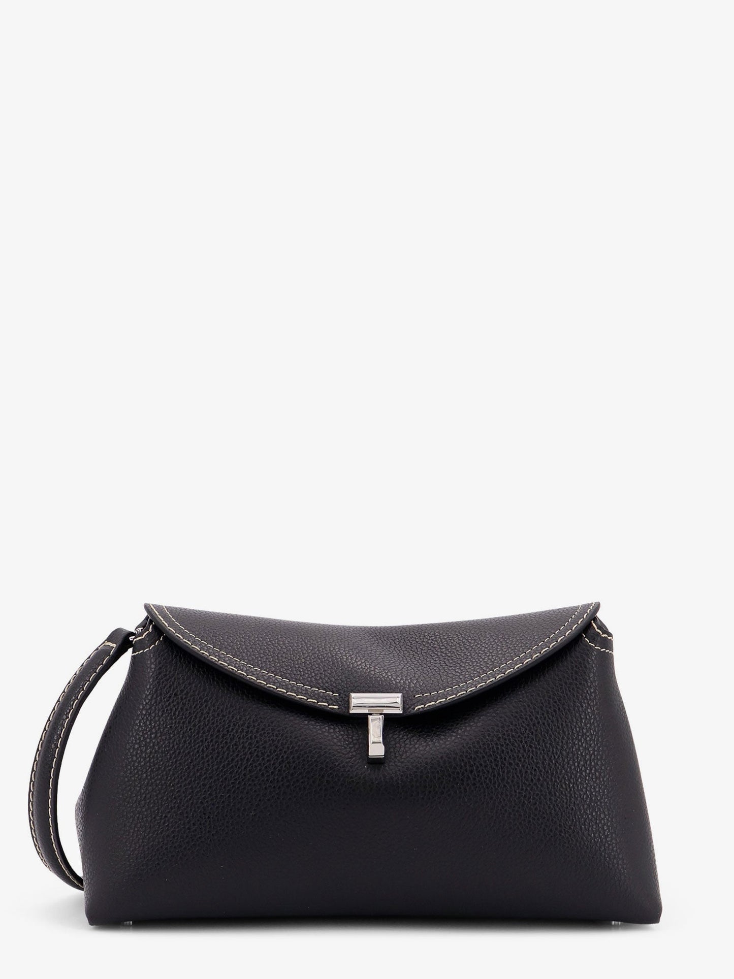 Toteme T Lock Leather Clutch With Contrasting Stitchings