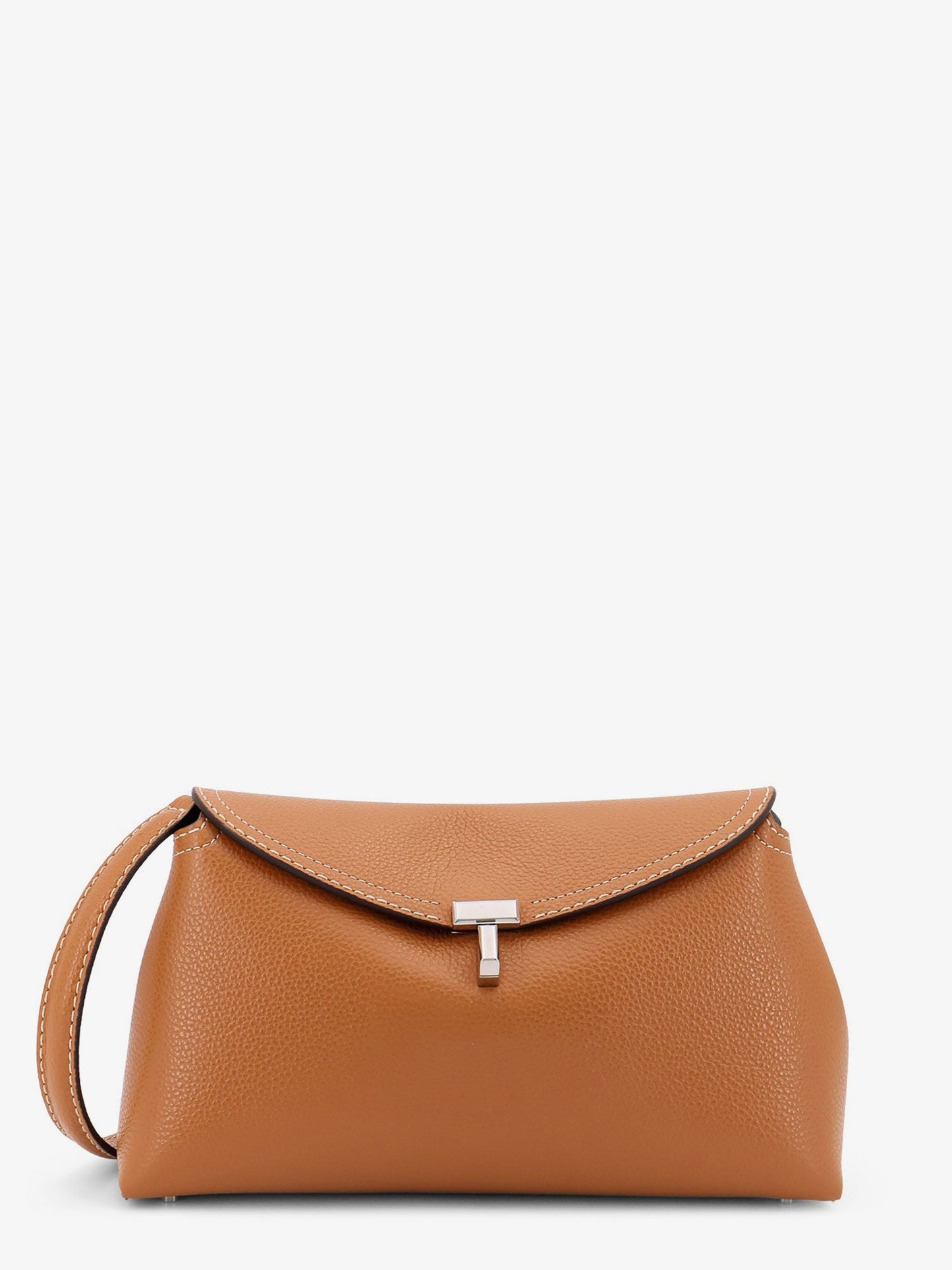 Toteme T Lock Leather Clutch With Contrasting Stitchings