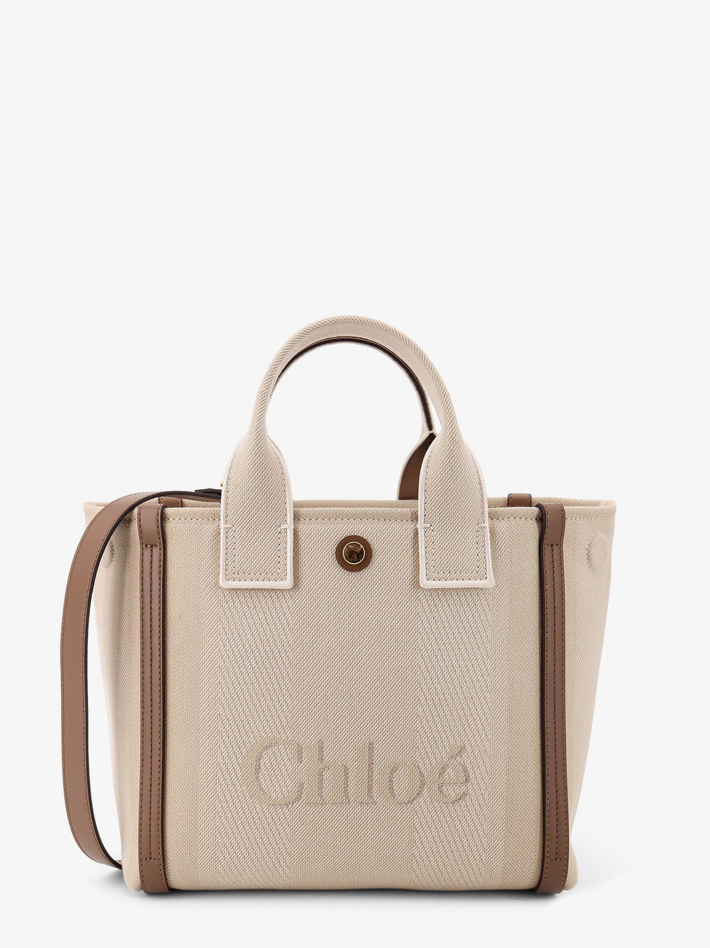 Chloe' Chloé Carry Canvas Shoulder Bag With Logo Embroidery