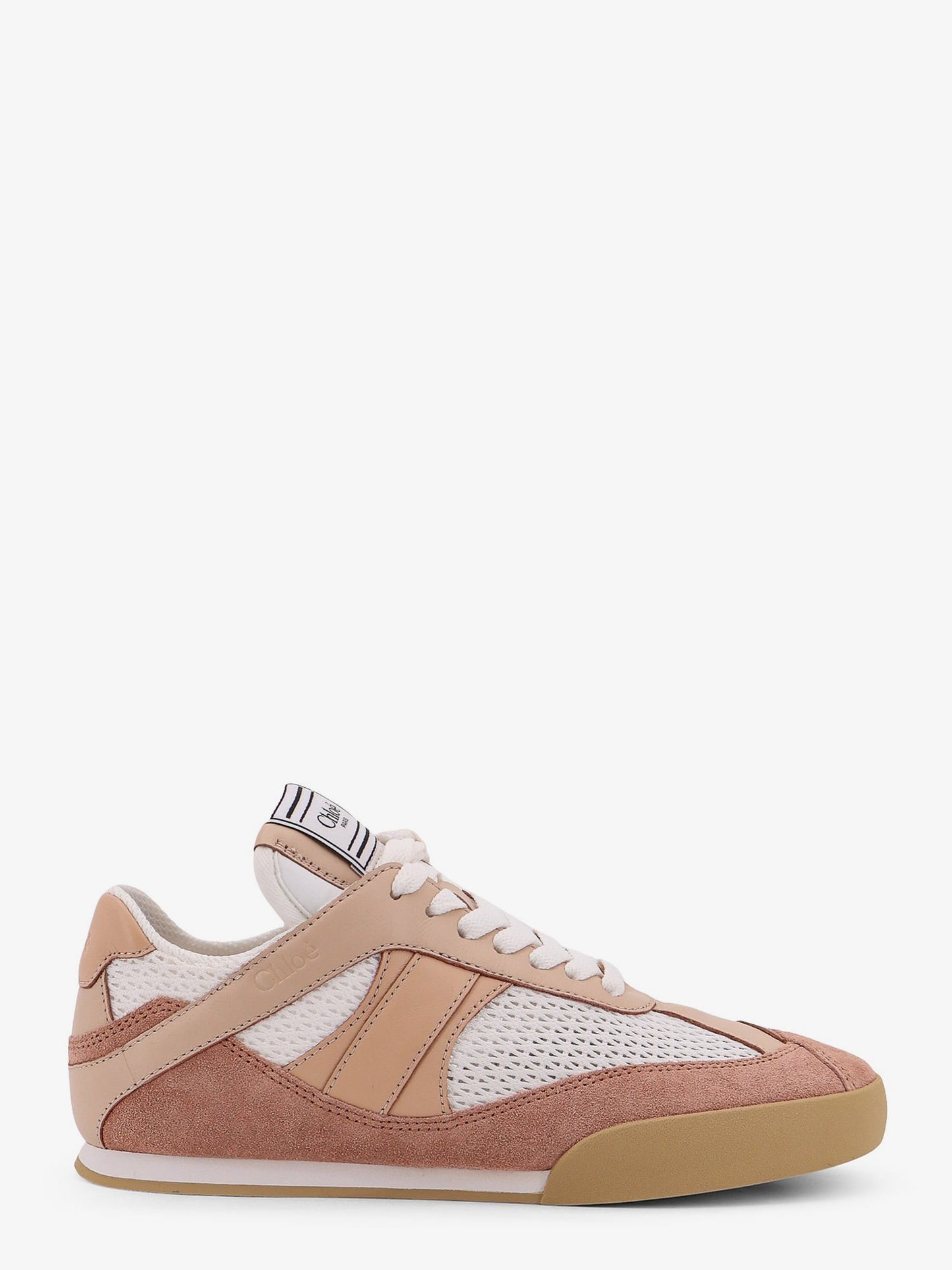 Chloe' Chloé Kick Low Top Leather Sneakers With Mesh Inserts