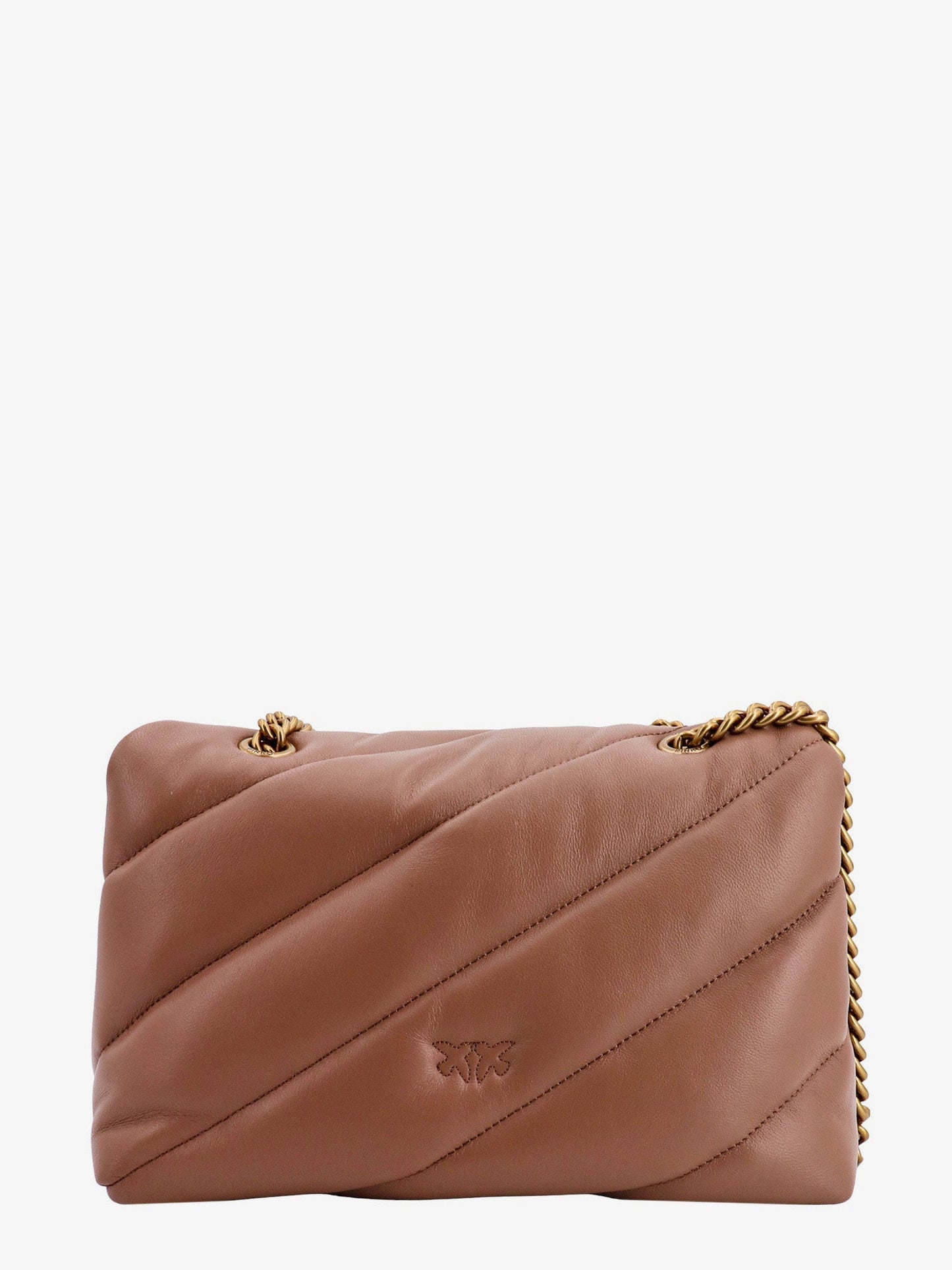 Pinko Matelass�� Leather Shoulder Bag With Iconic Love Birds Buckle
