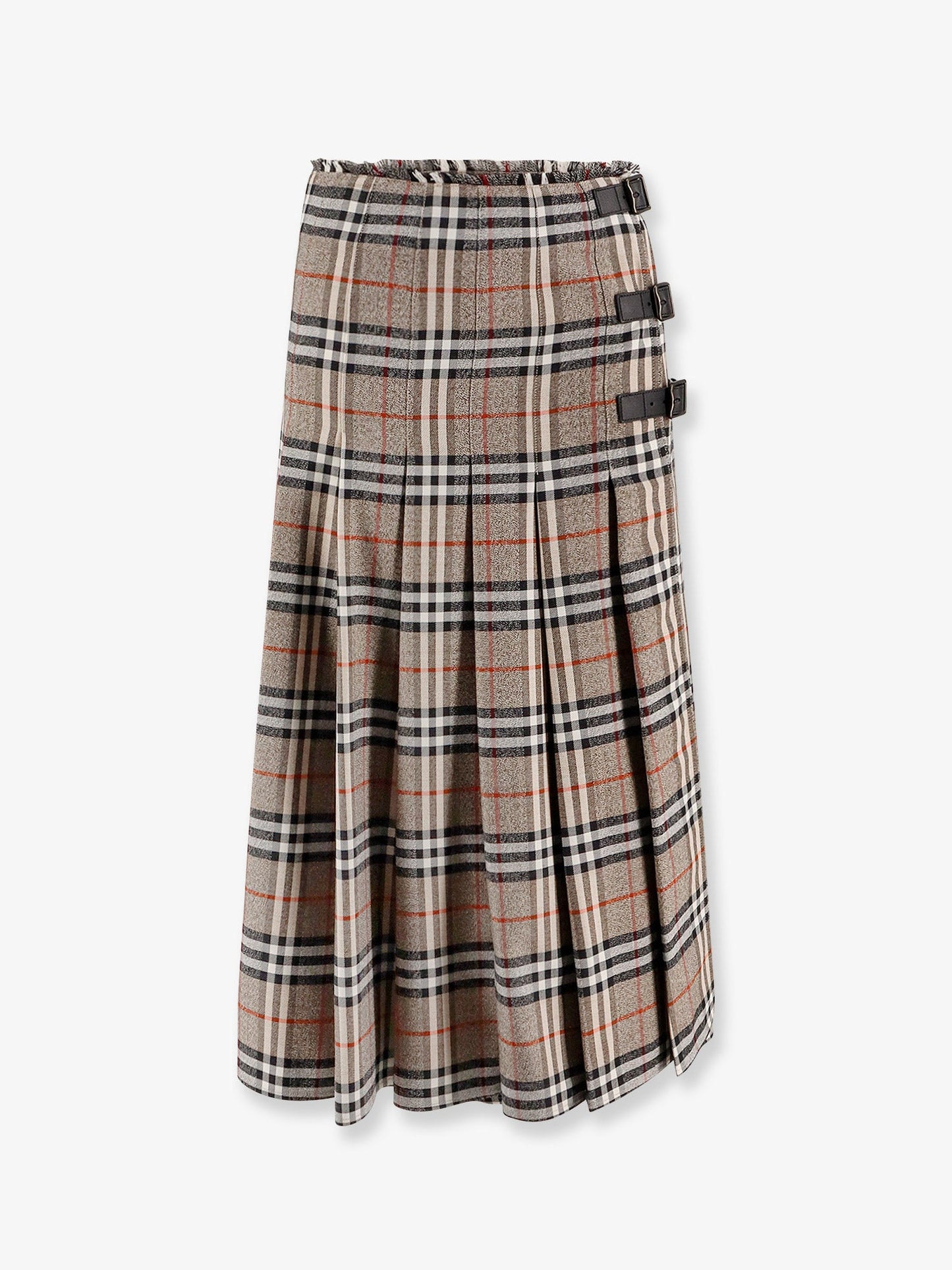 Burberry Burberry Check Print Wool Long Skirt
