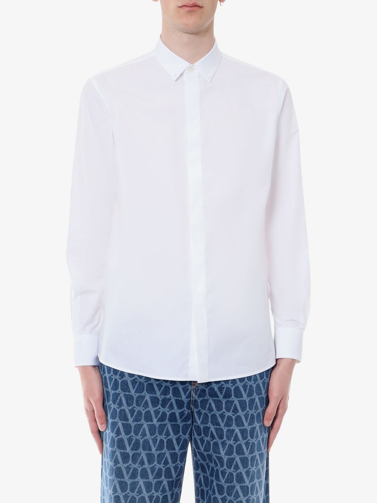 Valentino Cotton Shirt With Rockstud Untitled Studs
