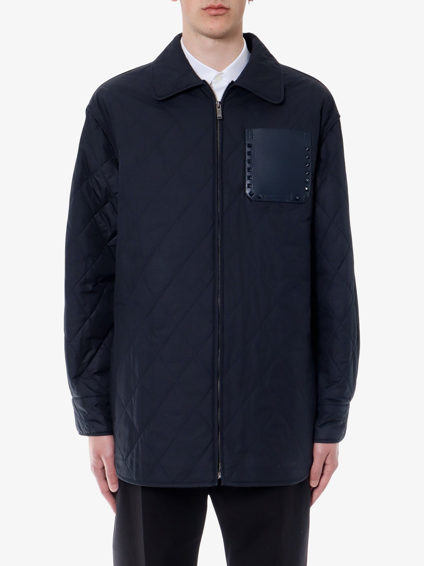 Valentino Padded And Quilted Nylon Jacket With Iconic Studs