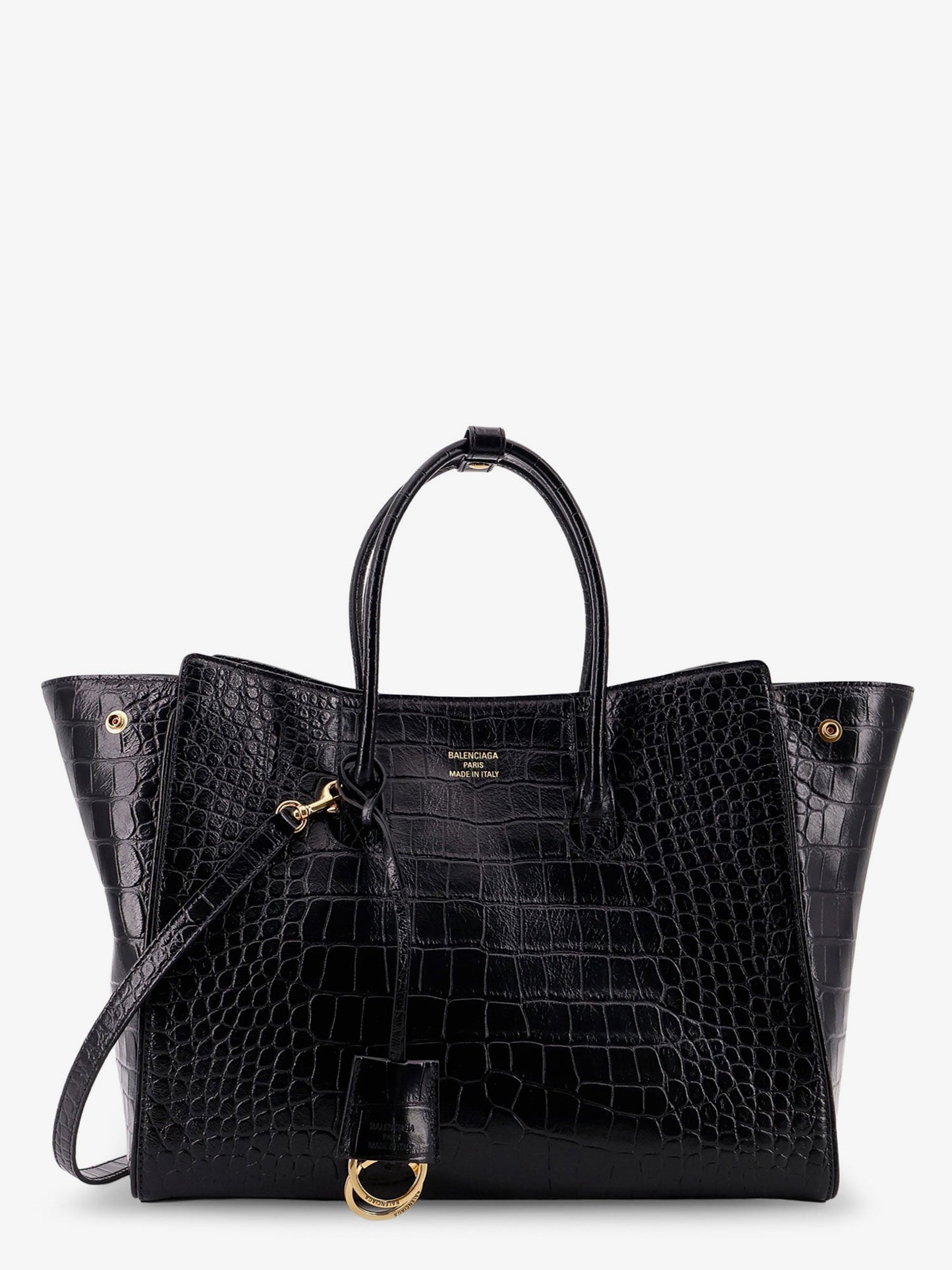 Balenciaga All Hampton Small Leather Shoulder Bag With Croco Effect
