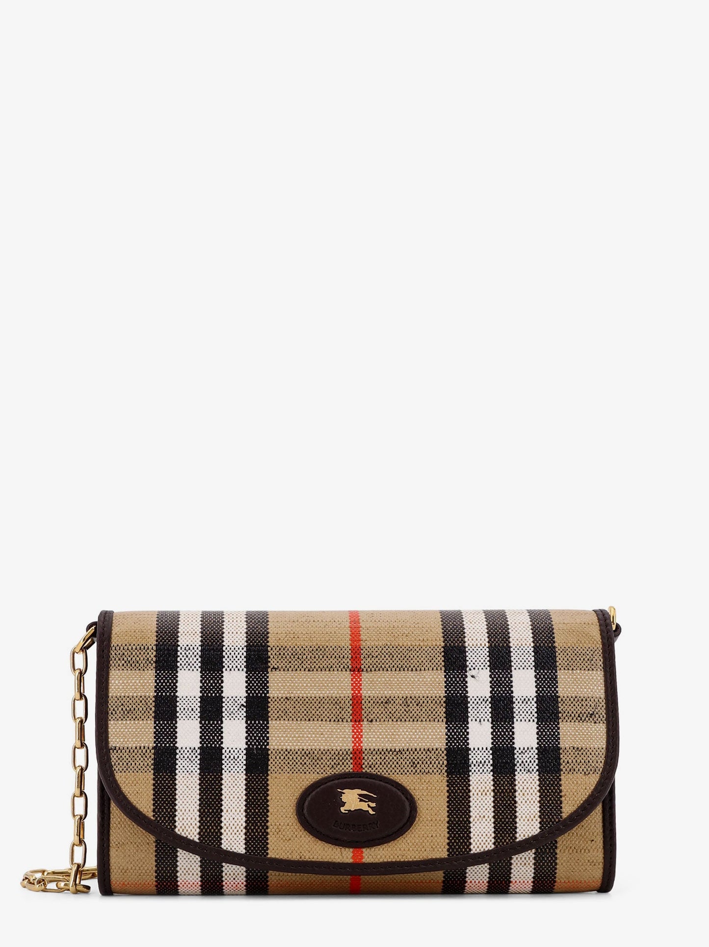 Burberry Waxed Canvas Shoulder Bag With Burberry Check Motif
