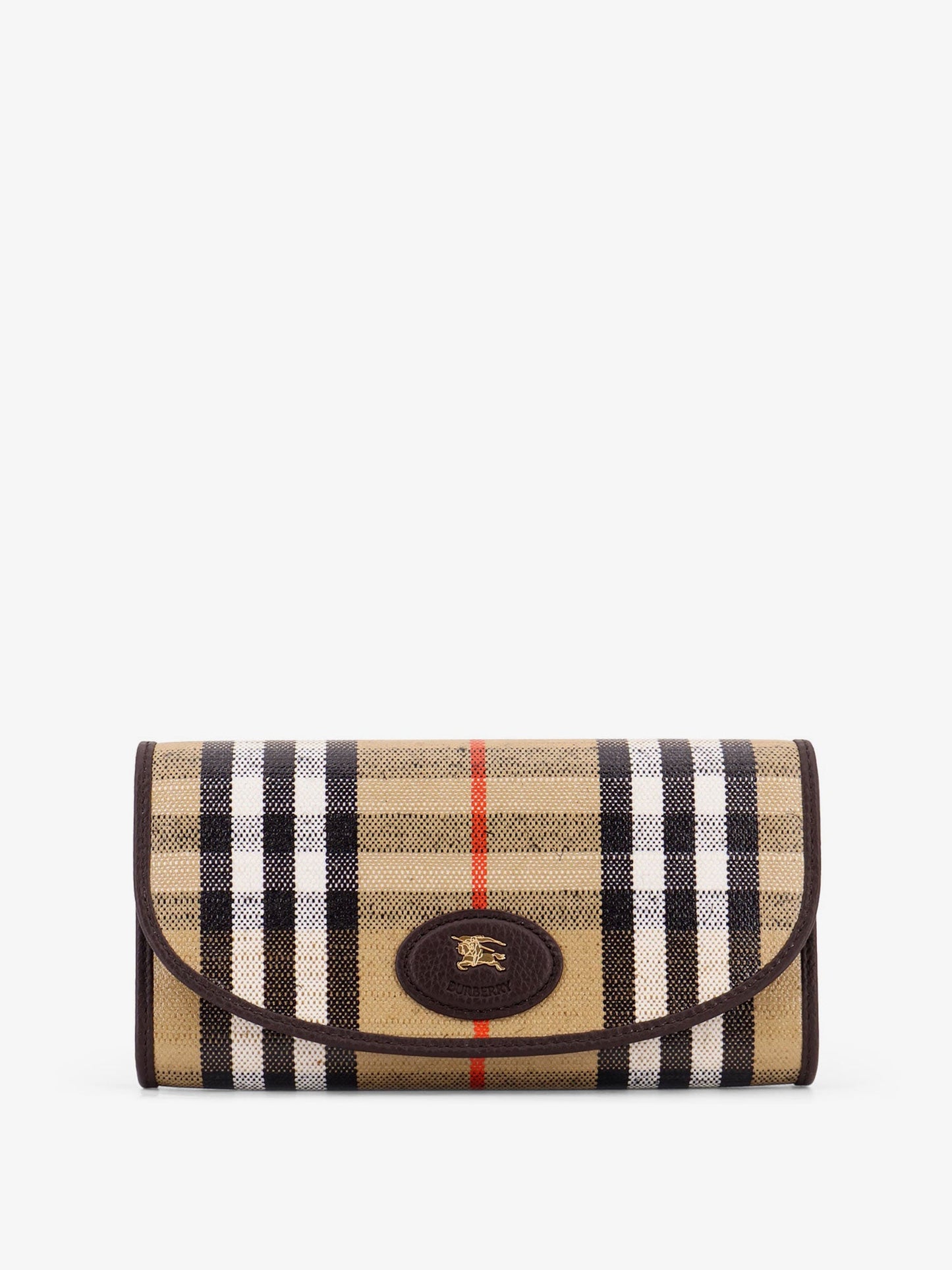 Burberry Coated Canvas Wallet With Burberry Check Motif
