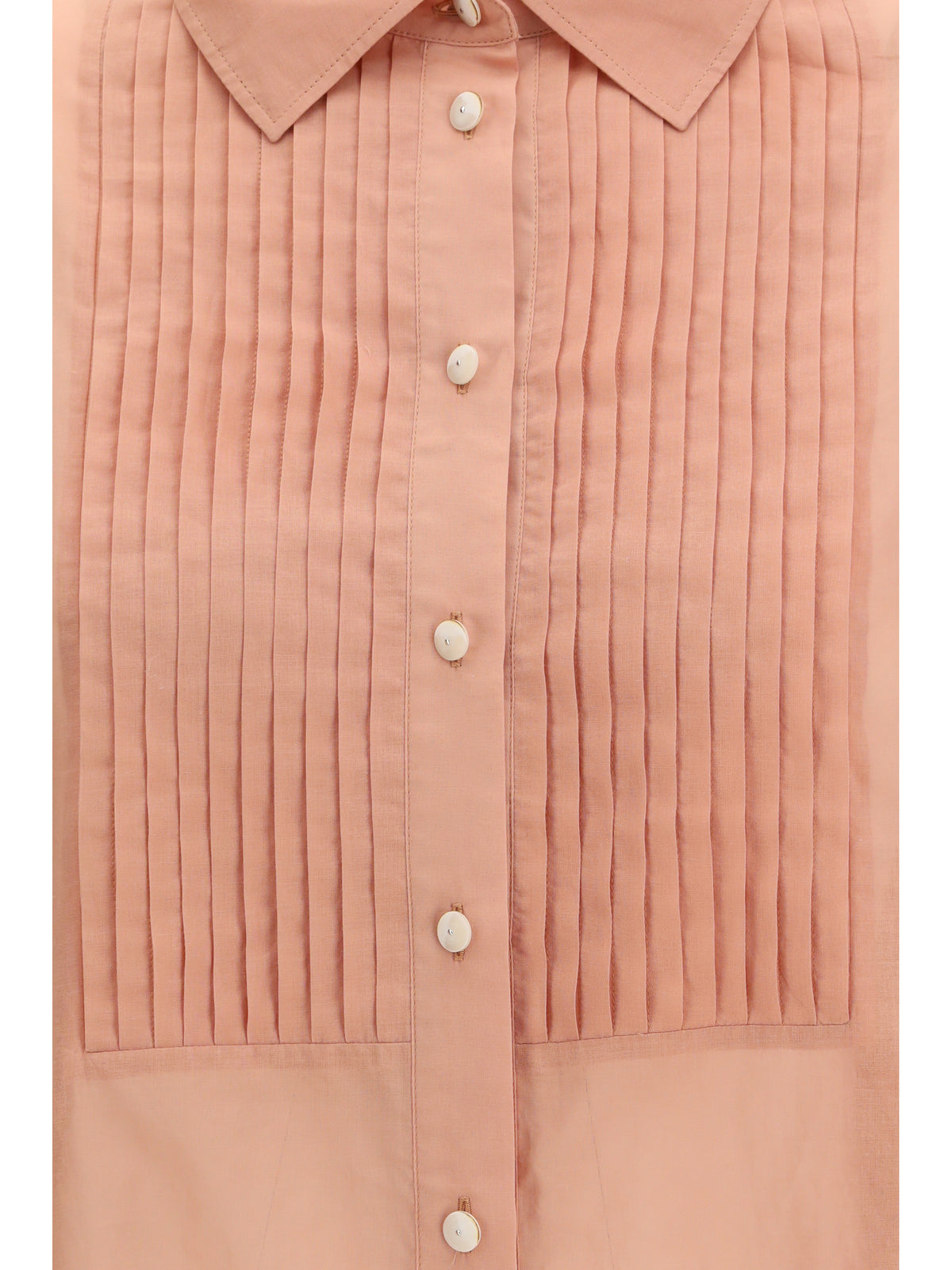 Golden Goose Oversized Shirt in cotton with pleated bib - Dusty Coral